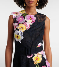 Oscar de la Renta Orchid embroidered lace cocktail dress