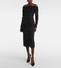 Oscar de la Renta Orchid floral guipure midi dress