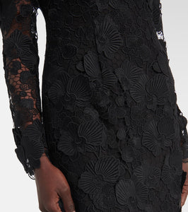 Oscar de la Renta Orchid floral guipure midi dress