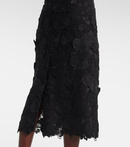 Oscar de la Renta Orchid floral guipure midi dress