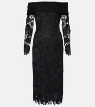 Oscar de la Renta Orchid floral guipure midi dress