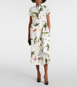 Oscar de la Renta Orchid gathered poplin midi dress