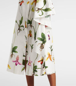 Oscar de la Renta Orchid gathered poplin midi dress