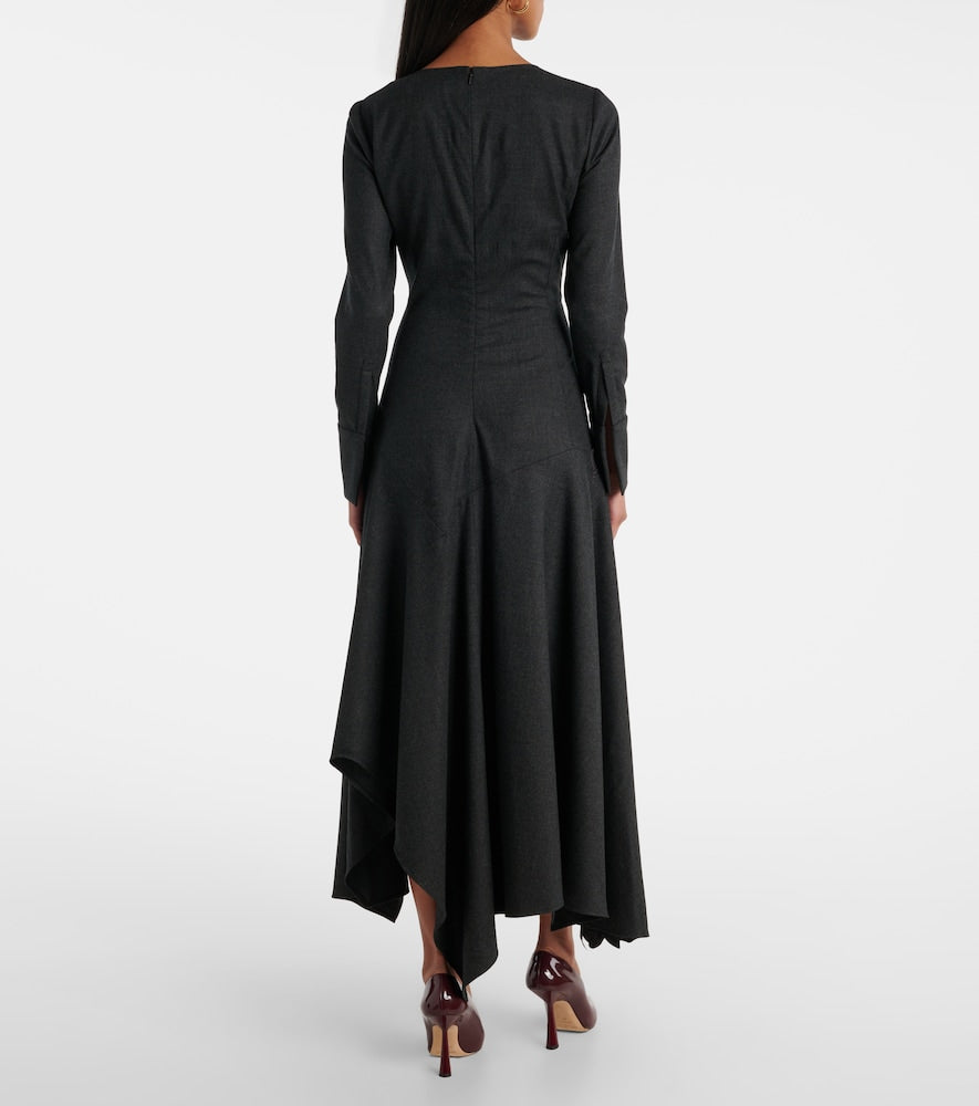 Oscar de la Renta Peony asymmetric wool midi dress