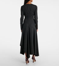Oscar de la Renta Peony asymmetric wool midi dress