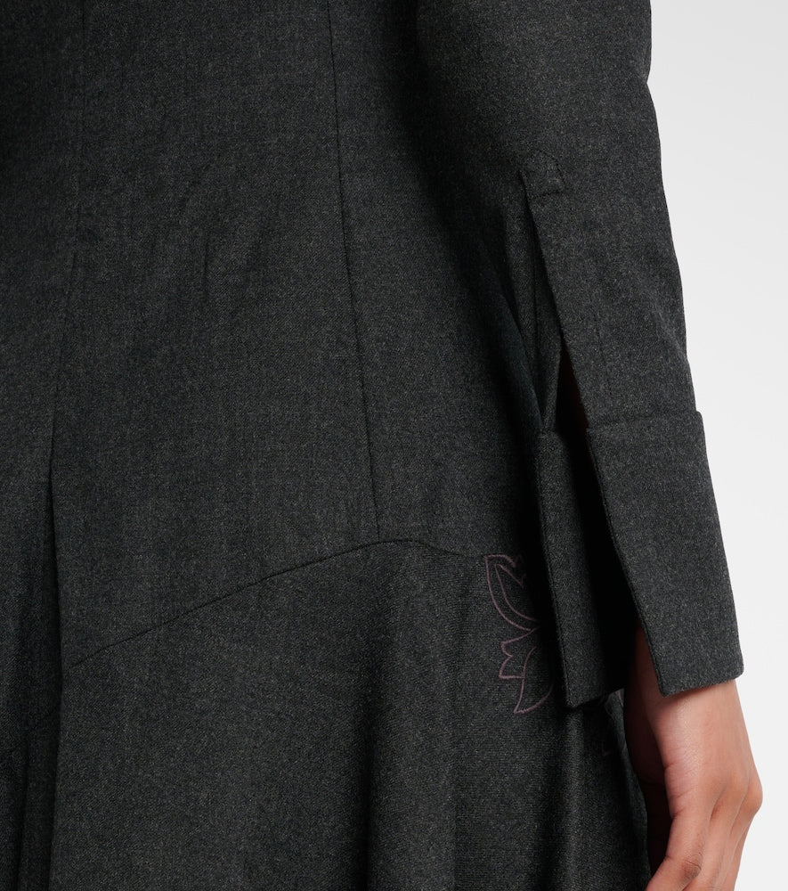 Oscar de la Renta Peony asymmetric wool midi dress