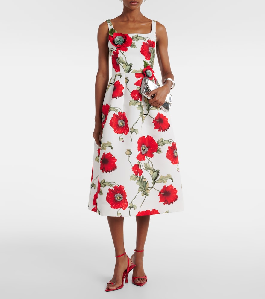 Oscar de la Renta Poppy embroidered midi dress
