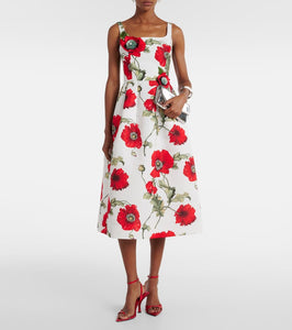 Oscar de la Renta Poppy embroidered midi dress