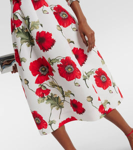 Oscar de la Renta Poppy embroidered midi dress