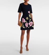 Oscar de la Renta Poppy floral jacquard minidress