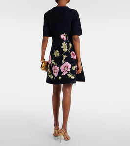 Oscar de la Renta Poppy floral jacquard minidress
