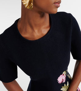 Oscar de la Renta Poppy floral jacquard minidress