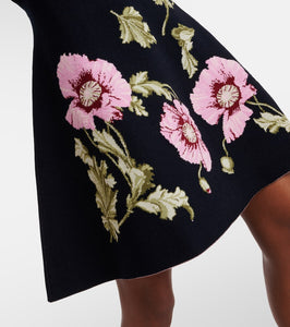 Oscar de la Renta Poppy floral jacquard minidress
