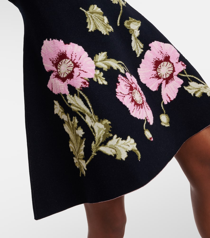 Oscar de la Renta Poppy floral jacquard minidress