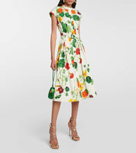 Oscar de la Renta Printed cotton-blend midi dress