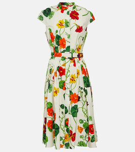 Oscar de la Renta Printed cotton-blend midi dress