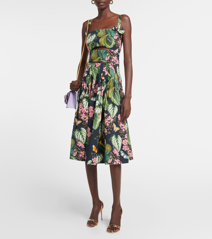 Oscar de la Renta Printed cotton-blend poplin midi dress