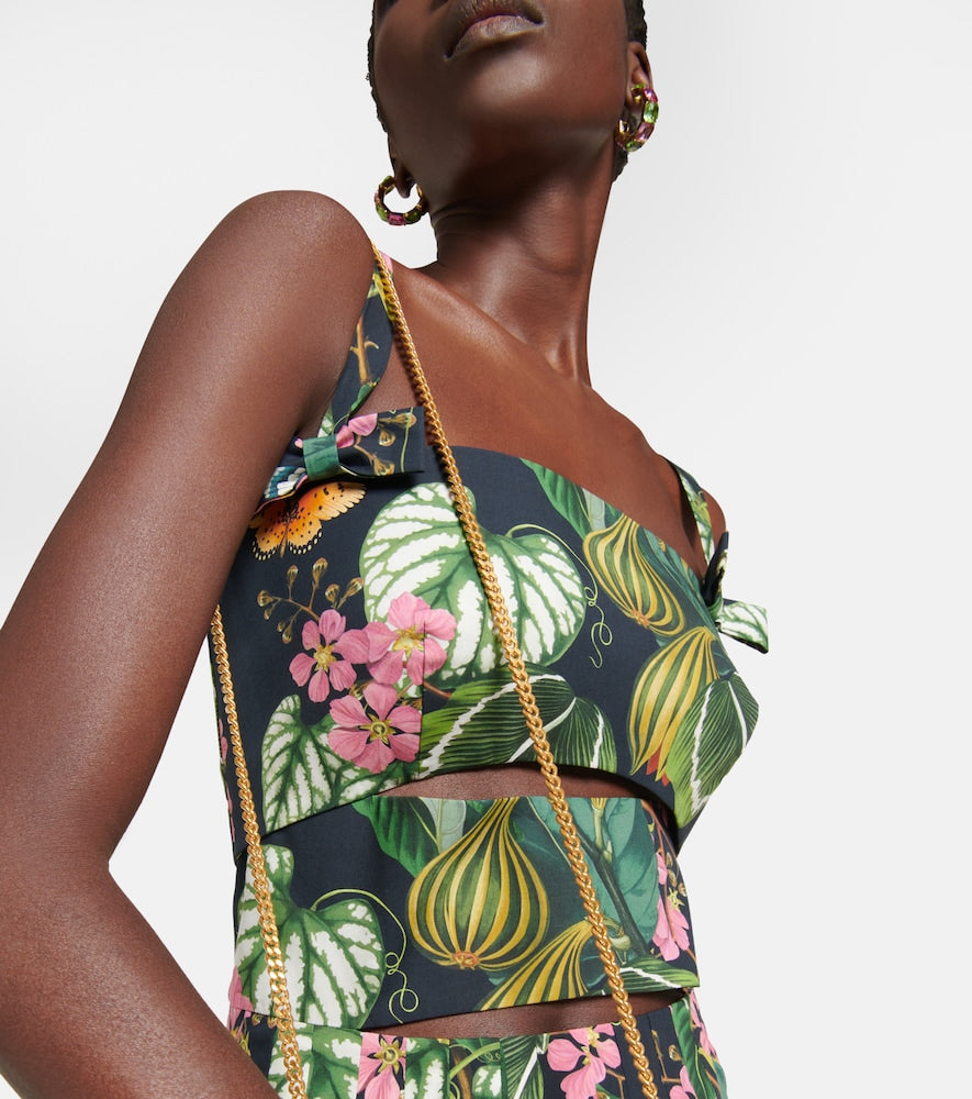 Oscar de la Renta Printed cotton-blend poplin midi dress