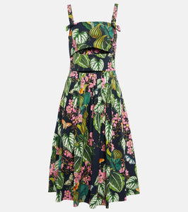Oscar de la Renta Printed cotton-blend poplin midi dress
