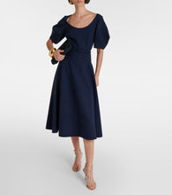Oscar de la Renta Puff-sleeve wool-blend midi dress