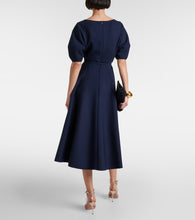 Oscar de la Renta Puff-sleeve wool-blend midi dress