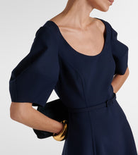 Oscar de la Renta Puff-sleeve wool-blend midi dress