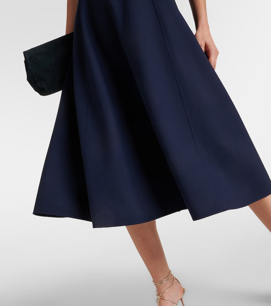 Oscar de la Renta Puff-sleeve wool-blend midi dress