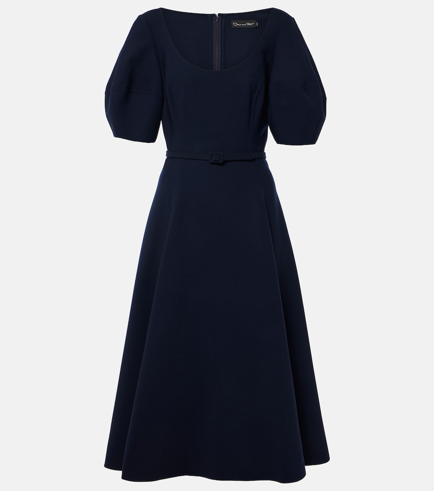 Oscar de la Renta Puff-sleeve wool-blend midi dress. Oscar de la Renta 泡泡袖羊毛混纺中长连衣裙