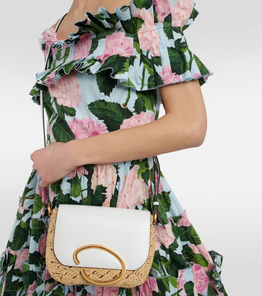 Oscar de la Renta Raffia and leather shoulder bag