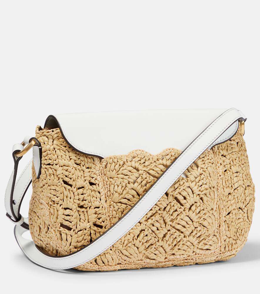 Oscar de la Renta Raffia and leather shoulder bag