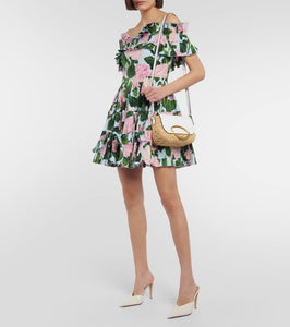Oscar de la Renta Raffia and leather shoulder bag