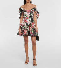 Oscar de la Renta Ruffled floral cotton-blend minidress
