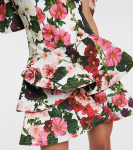 Oscar de la Renta Ruffled floral cotton-blend minidress