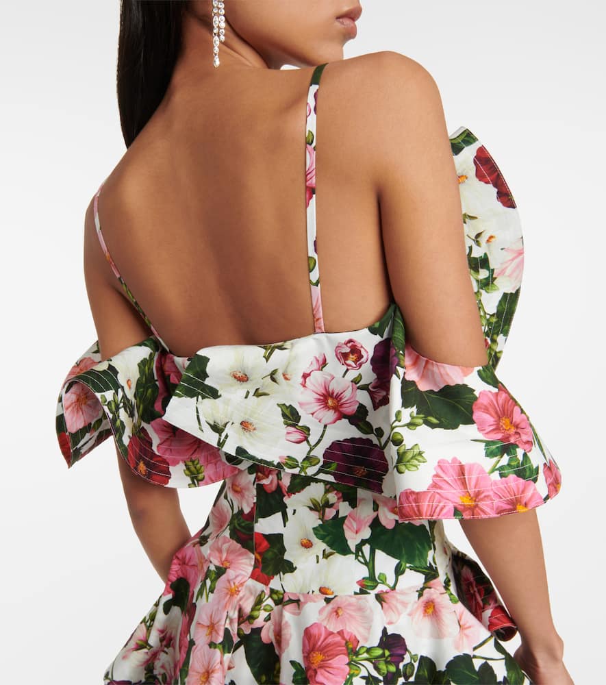 Oscar de la Renta Ruffled floral cotton-blend minidress