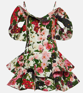 Oscar de la Renta Ruffled floral cotton-blend minidress