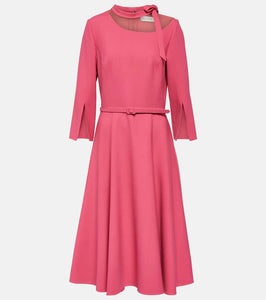 Oscar de la Renta Split-sleeve wool-blend midi dress