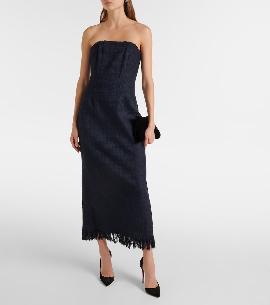Oscar de la Renta Tweed wool and mohair-blend bustier dress