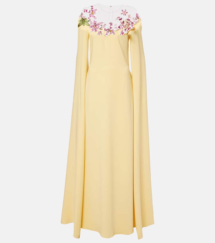 Oscar de la Renta Watercolor Orchid embroidered silk-blend gown