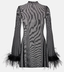 Oseree Feather-trimmed minidress
