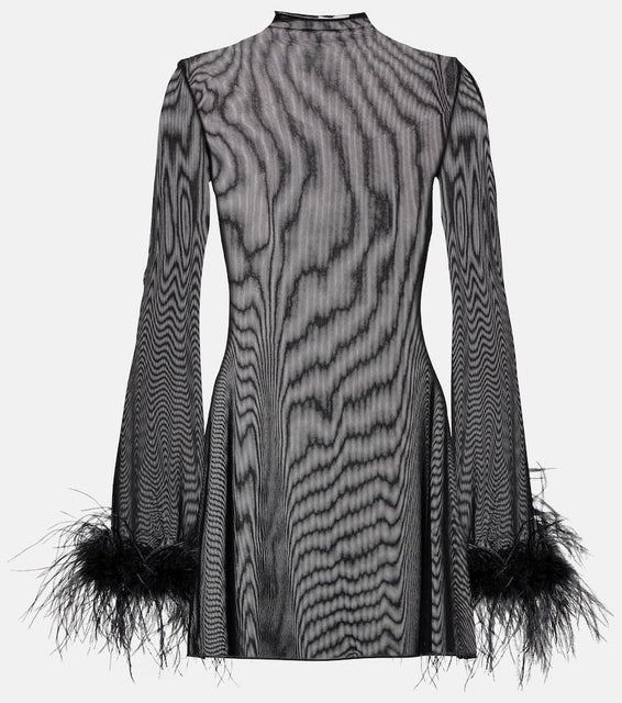 Oseree Feather-trimmed minidress
