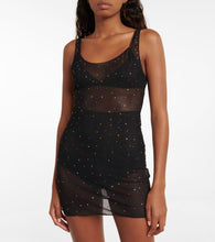 Oseree Gem embellished mesh slip dress