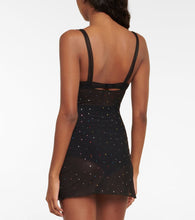 Oseree Gem embellished mesh slip dress