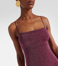 Oseree Lumière Plumage feather-trimmed Lamé minidress