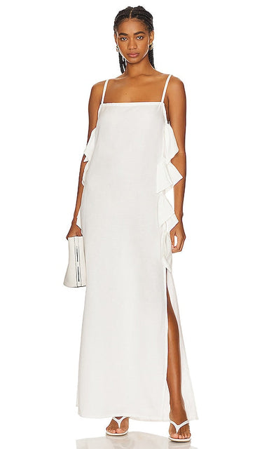 Ostra Brasil Long Beach Cover Up in White - Robe longue de plage Ostra Brasil en blanc - 巴西奥斯特拉长滩白色罩衫 - Ostra Brasil Long Beach Cover Up in Weiß - Ostra Brasil 롱비치 커버업 화이트 색상 - Copricostume lungo da spiaggia Ostra Brasil in bianco