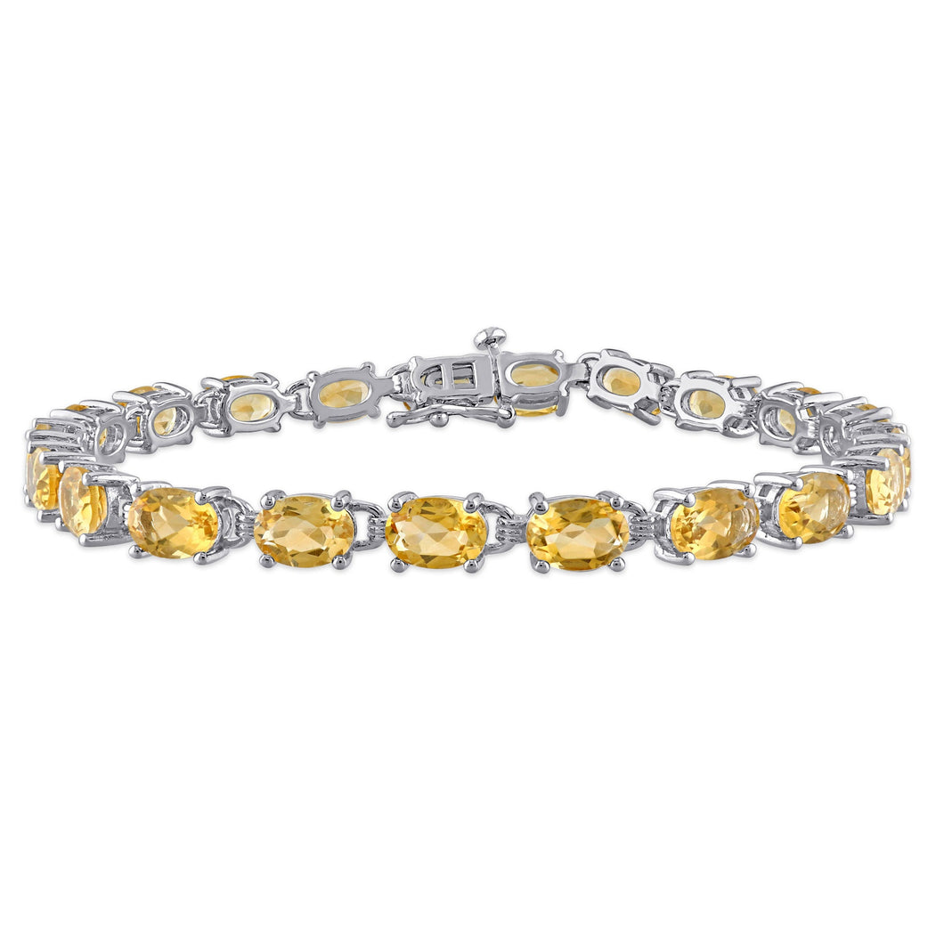 Oval Citrine Sterling Silver Tennis Bracelet - 7.5 Inches