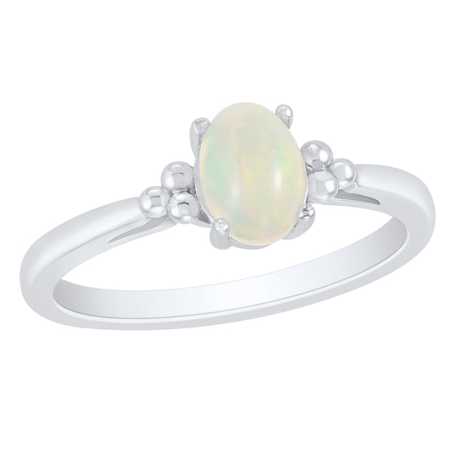 Oval Opal White Gold Ring - Size 5