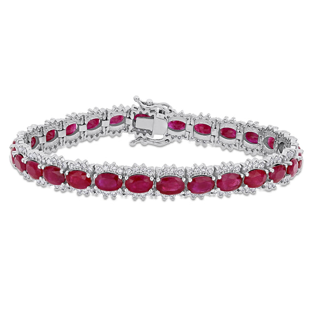 Oval Ruby and 2 1/4ctw Diamond White Gold Bracelet