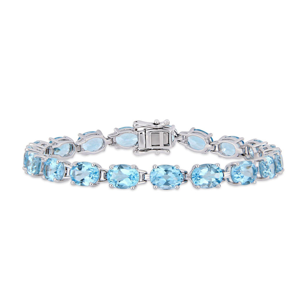 Oval Sky Blue Topaz Sterling Silver Bracelet