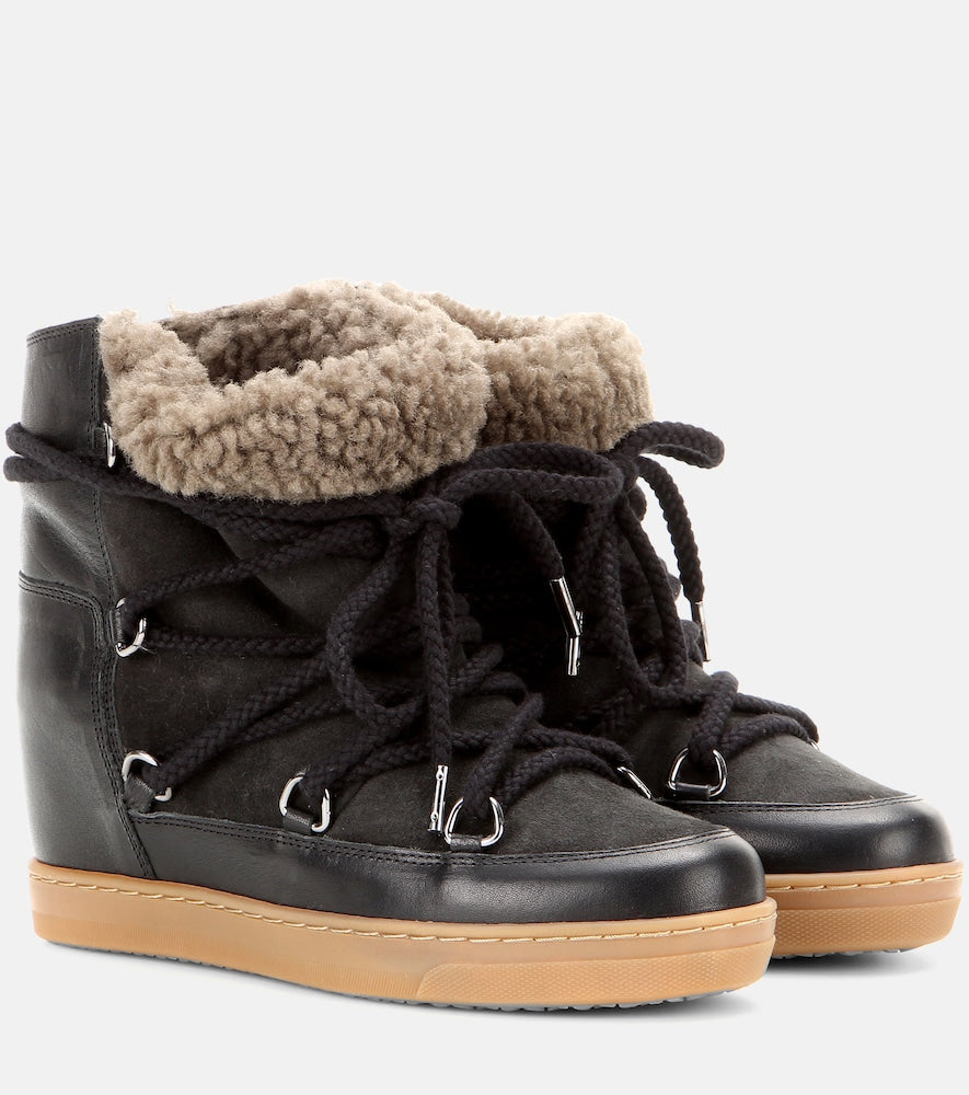 Isabel Marant Nowles shearling-trimmed leather ankle boots - Isabel Marant Nowles 羊毛饰边皮革踝靴