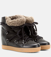 Isabel Marant Nowles shearling-trimmed leather ankle boots - Isabel Marant Nowles 羊毛饰边皮革踝靴